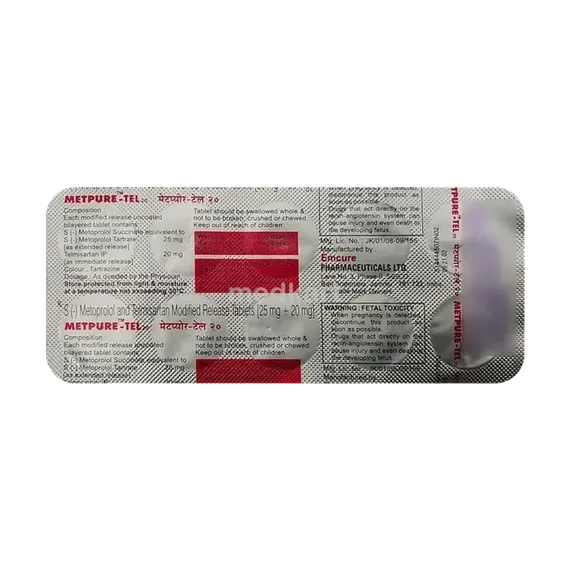 metpure tel 20mg tablet 10's